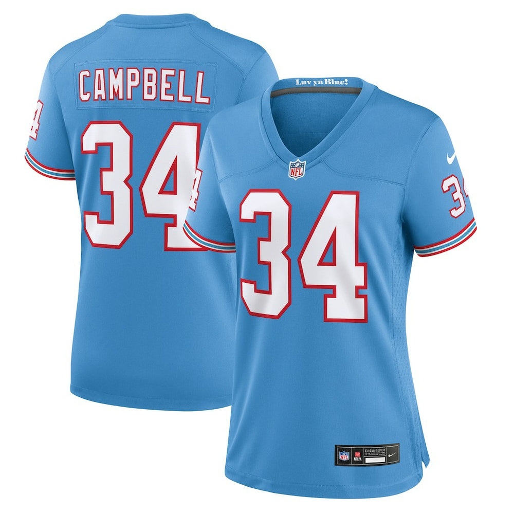Tennessee Titans Earl Campbell  Women's Oilers Throwback Retired Player Game Jersey | NFL Hot