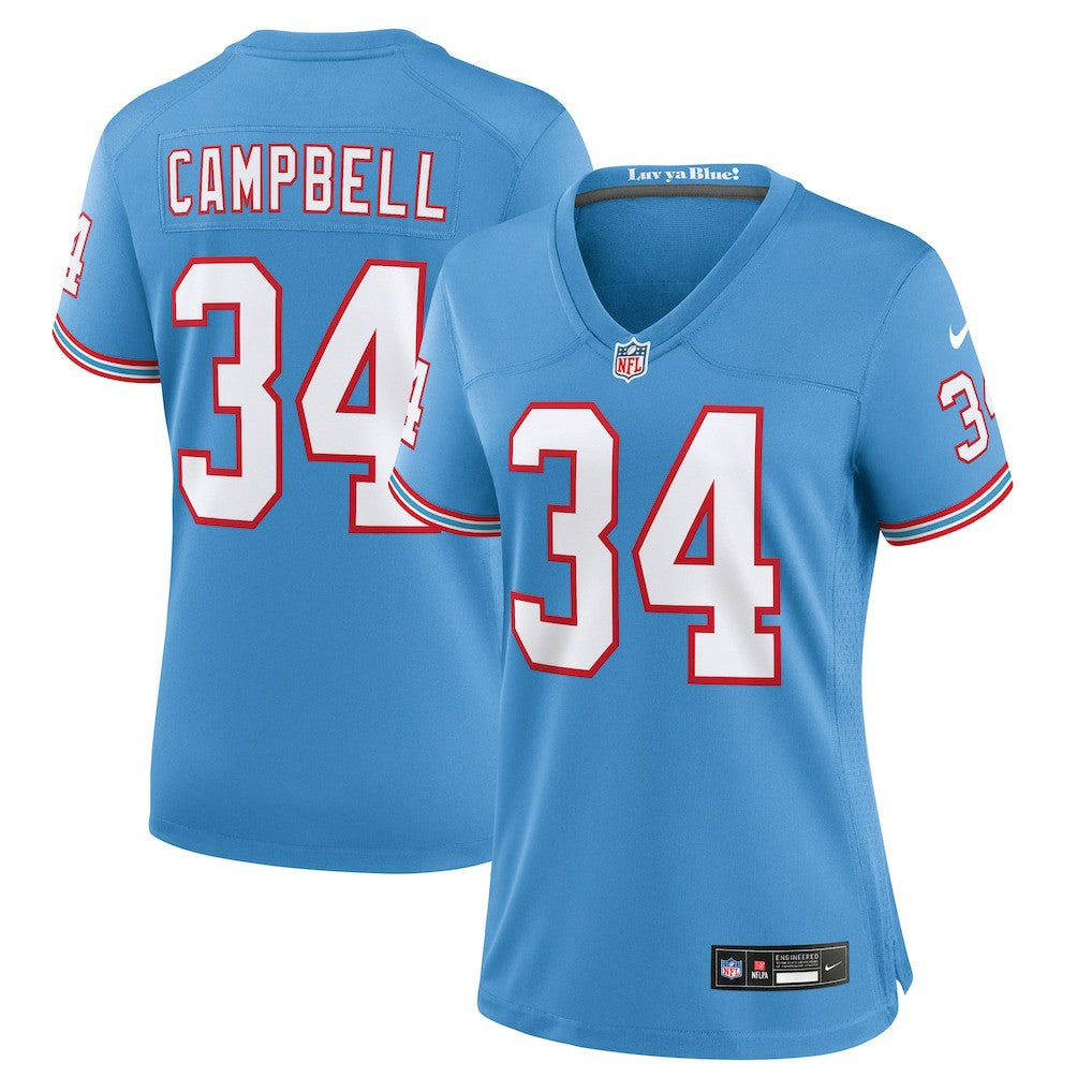 Tennessee Titans Earl Campbell  Women's Oilers Throwback Retired Player Game Jersey | NFL Hot