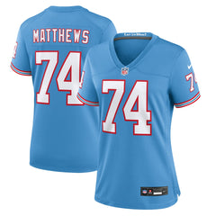 Tennessee Titans Bruce Matthews  Women's Oilers Throwback Retired Player Game Jersey | NFL Sale