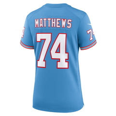Tennessee Titans Bruce Matthews  Women's Oilers Throwback Retired Player Game Jersey | NFL Sale