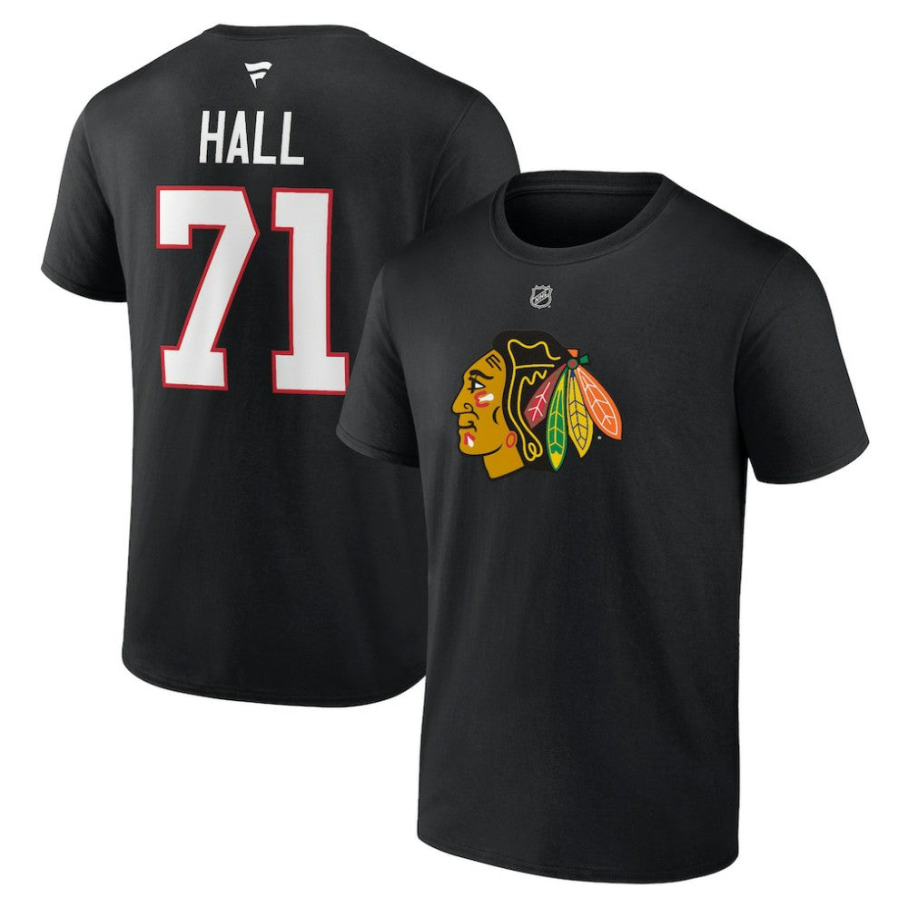 Taylor Hall Chicago Blackhawks Fanatics Authentic Stack Name & Number T-Shirt -  NHL T-shirts