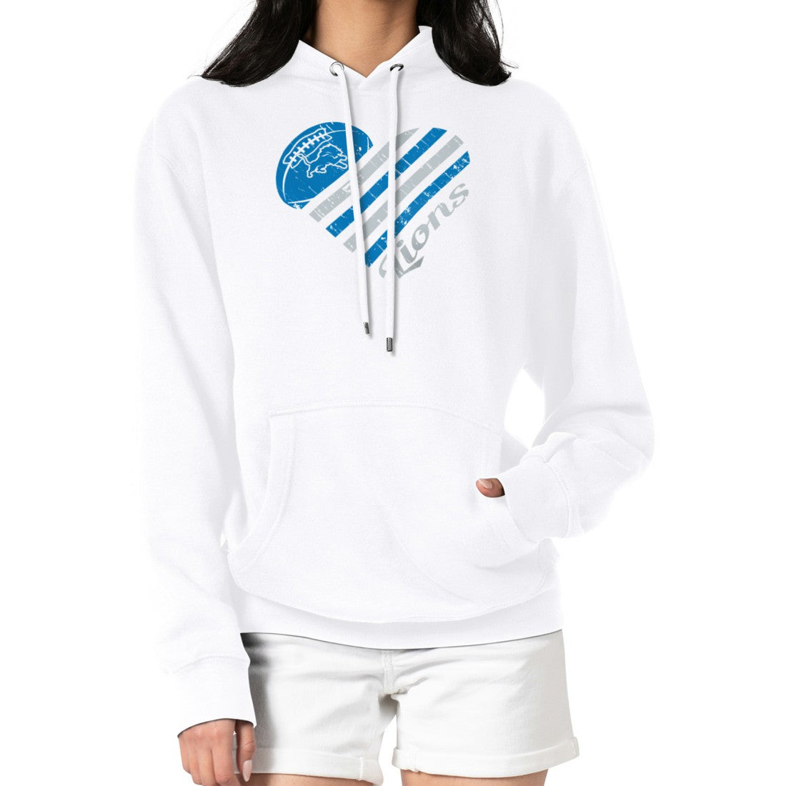 Detroit Lions G-III 4Her by Carl Banks Women's Heart Graphic Fleece Pullover Hoodie | NFL Online