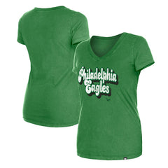 Philadelphia Eagles Women's Enzyme Wash Low V-Neck T-Shirt | NFL Hot
