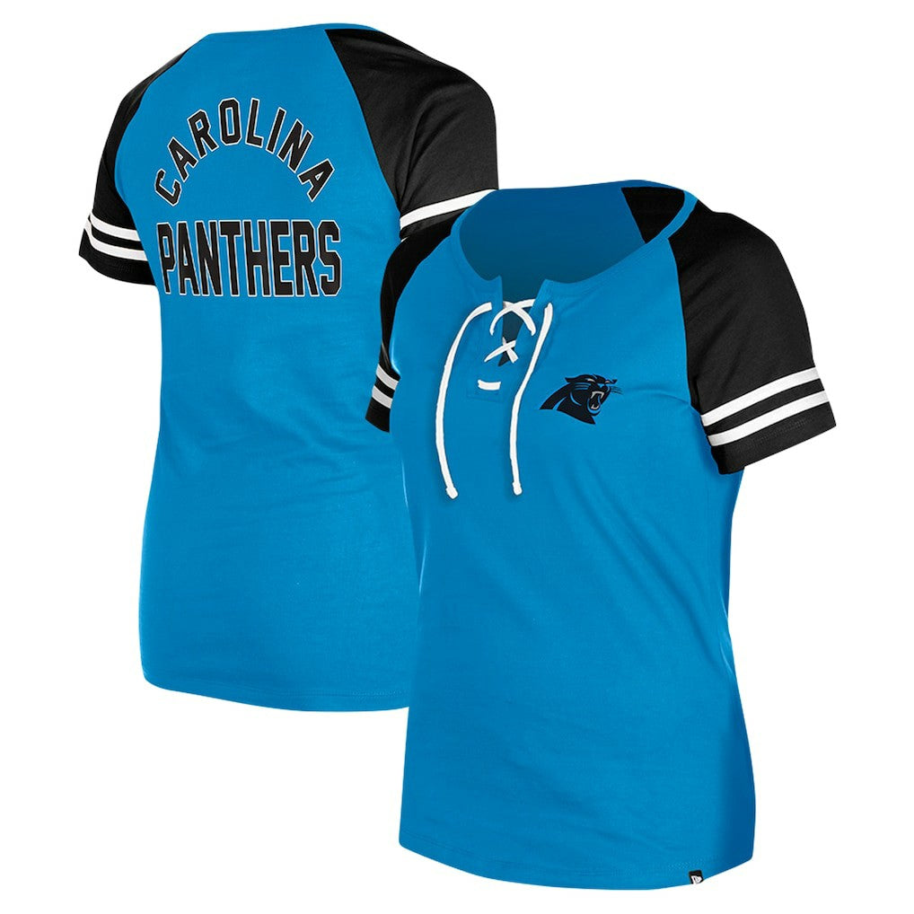 Carolina Panthers Women's Lace-Up Raglan T-Shirt | NFL New