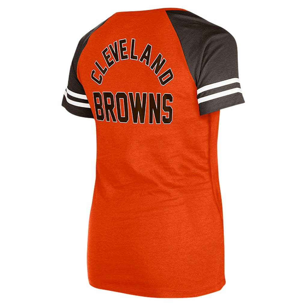 Cleveland Browns Women's Throwback Lace-Up Raglan T-Shirt | NFL Hot