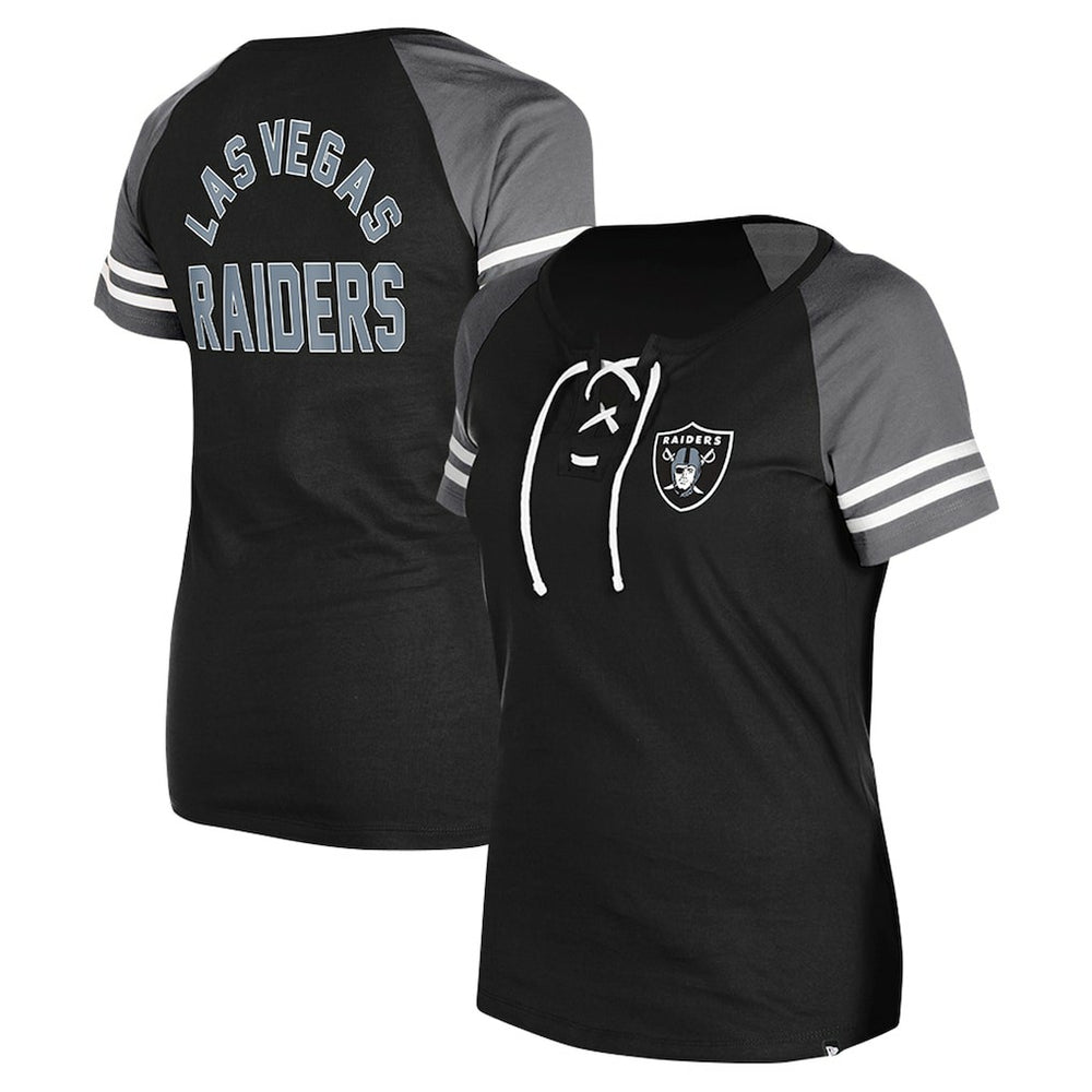 Las Vegas Raiders Women's Lace-Up Raglan T-Shirt | NFL On sale