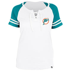 Miami Dolphins Women's Throwback Lace-Up Raglan T-Shirt | NFL Hot