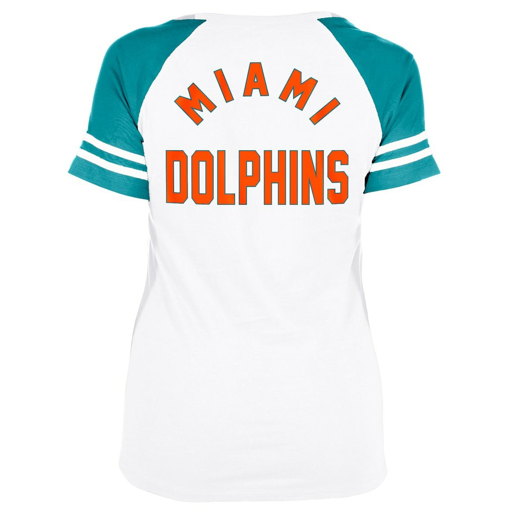 Miami Dolphins Women's Throwback Lace-Up Raglan T-Shirt | NFL Hot