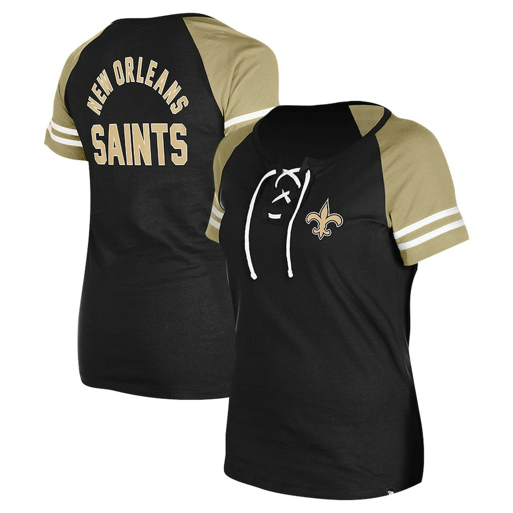 New Orleans Saints Women's Lace-Up Raglan T-Shirt | NFL On sale