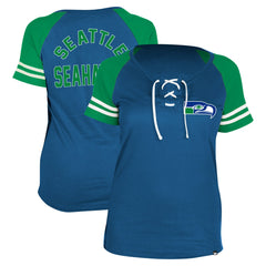 Seattle Seahawks Women's Throwback Lace-Up Raglan T-Shirt | NFL Hot