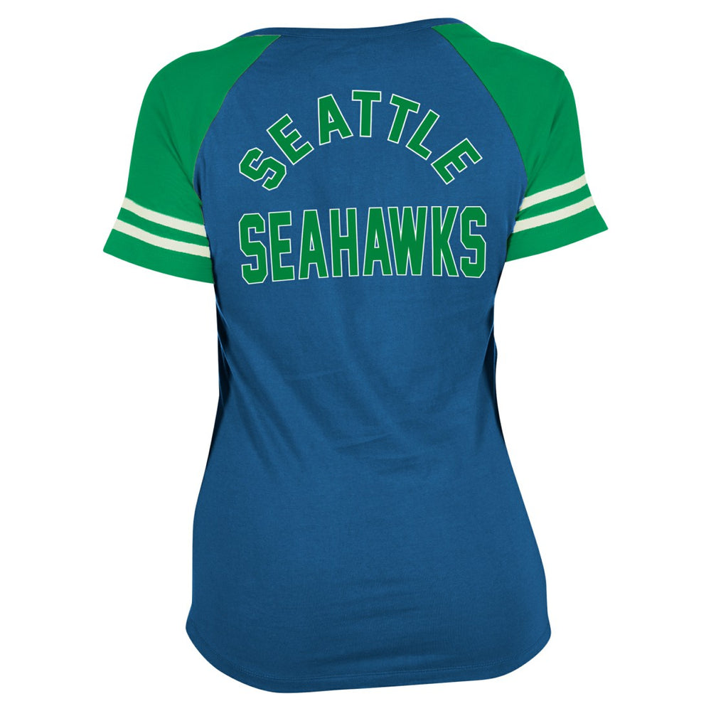 Seattle Seahawks Women's Throwback Lace-Up Raglan T-Shirt | NFL Hot