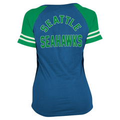 Seattle Seahawks Women's Throwback Lace-Up Raglan T-Shirt | NFL Hot