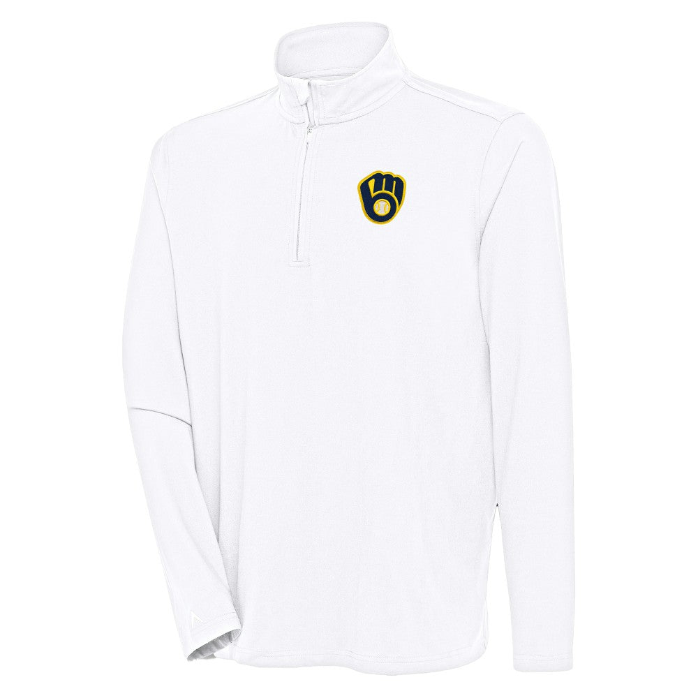 Milwaukee Brewers Antigua Hunk Quarter-Zip Pullover Top - MLB Pullover