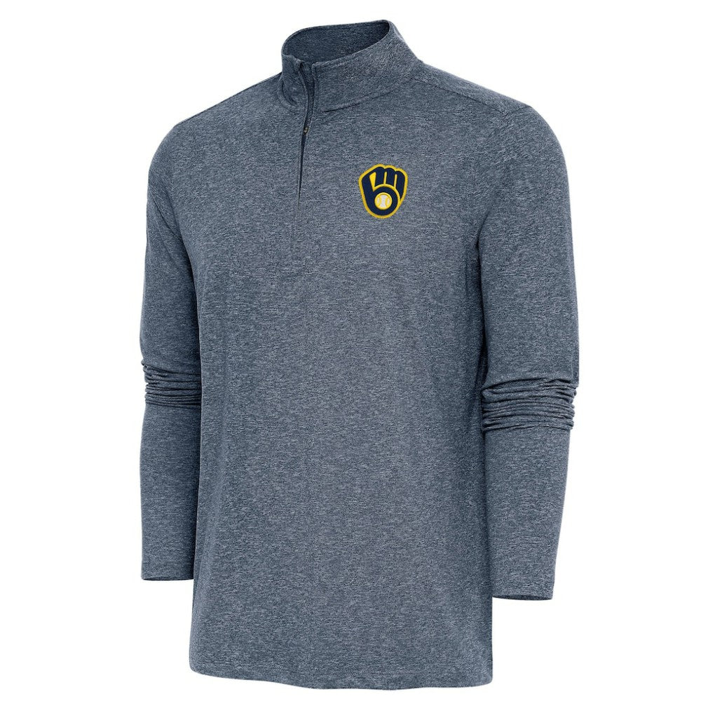 Milwaukee Brewers Antigua Hunk Quarter-Zip Pullover Top - MLB Pullover