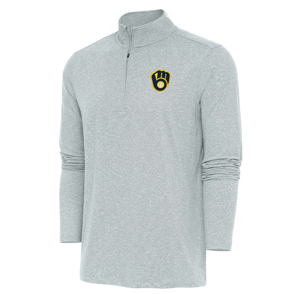 Milwaukee Brewers Antigua Hunk Quarter-Zip Pullover Top - MLB Pullover