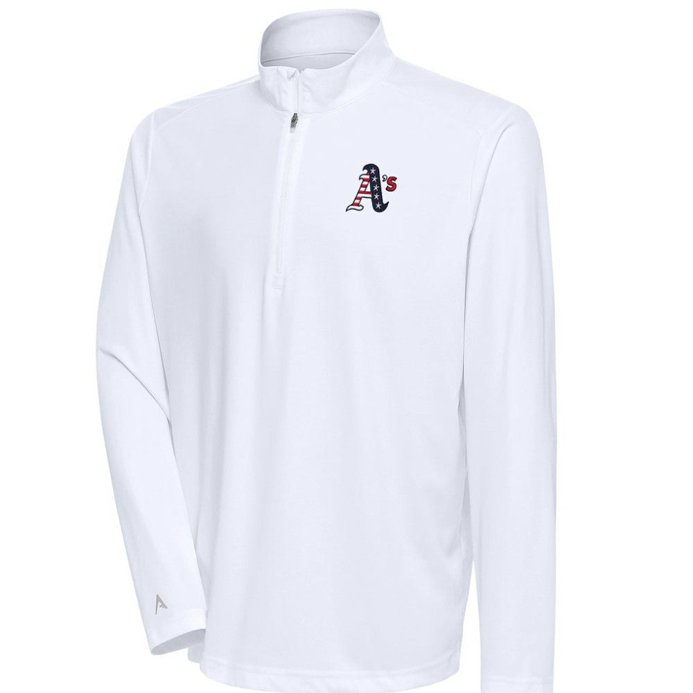 Athletics Antigua Patriotic Tribute Quarter-Zip Pullover Top - MLB Pullover