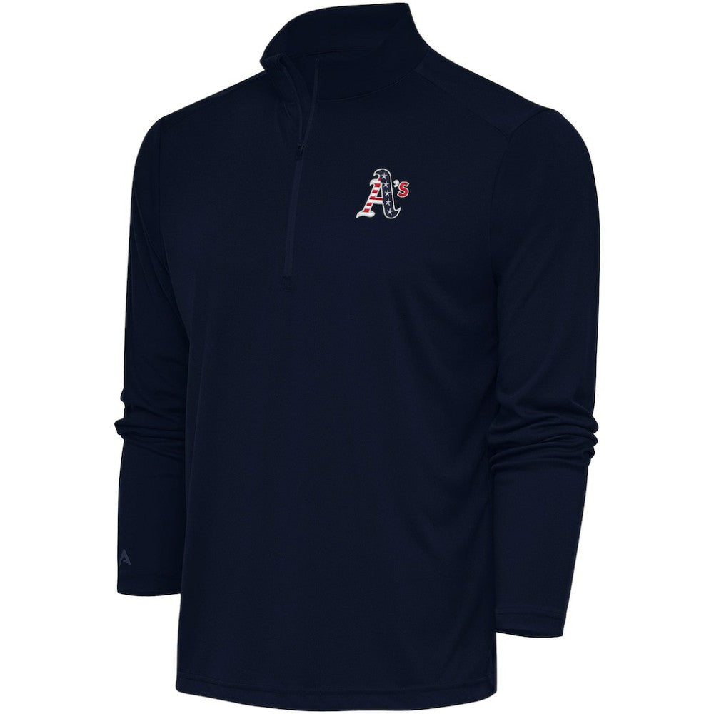 Athletics Antigua Patriotic Tribute Quarter-Zip Pullover Top - MLB Pullover