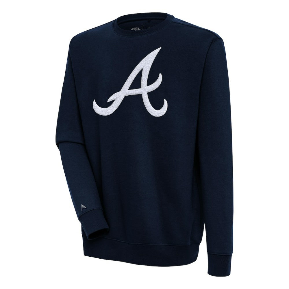 Atlanta Braves Antigua Victory Crewneck Chenille Pullover Sweatshirt - MLB Pullover
