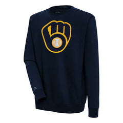Milwaukee Brewers Antigua Victory Crewneck Chenille Pullover Sweatshirt - MLB Pullover