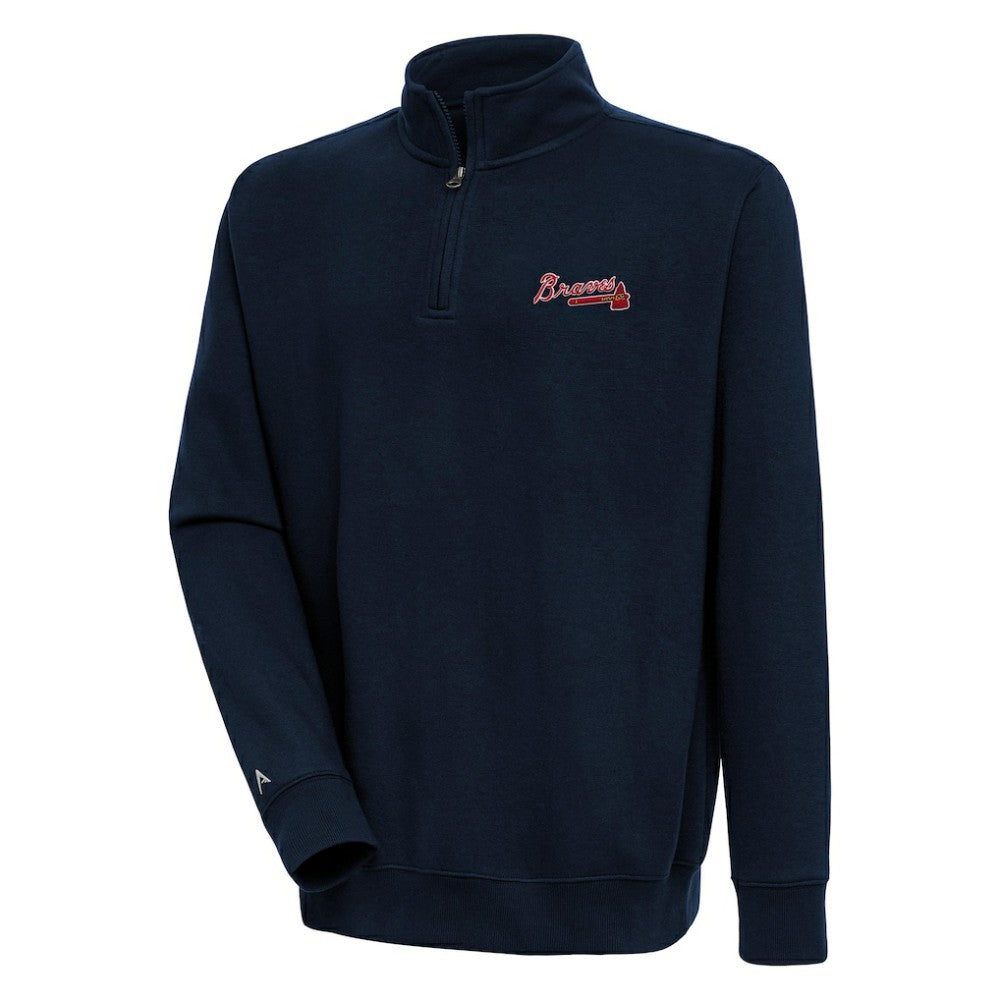 Atlanta Braves Antigua Victory Quarter-Zip Pullover Top - MLB Pullover