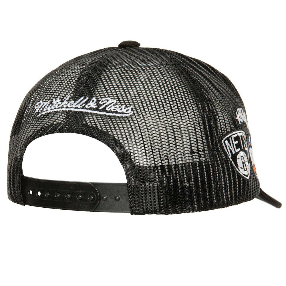 Black Brooklyn Nets Times Up Classic Script Cord Trucker Hat | NBA