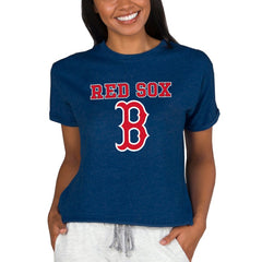 Boston Red Sox Concepts Sport Women's Tri-Blend Mainstream Terry Short Sleeve Sweatshirt Top - MLB Sweatshirts