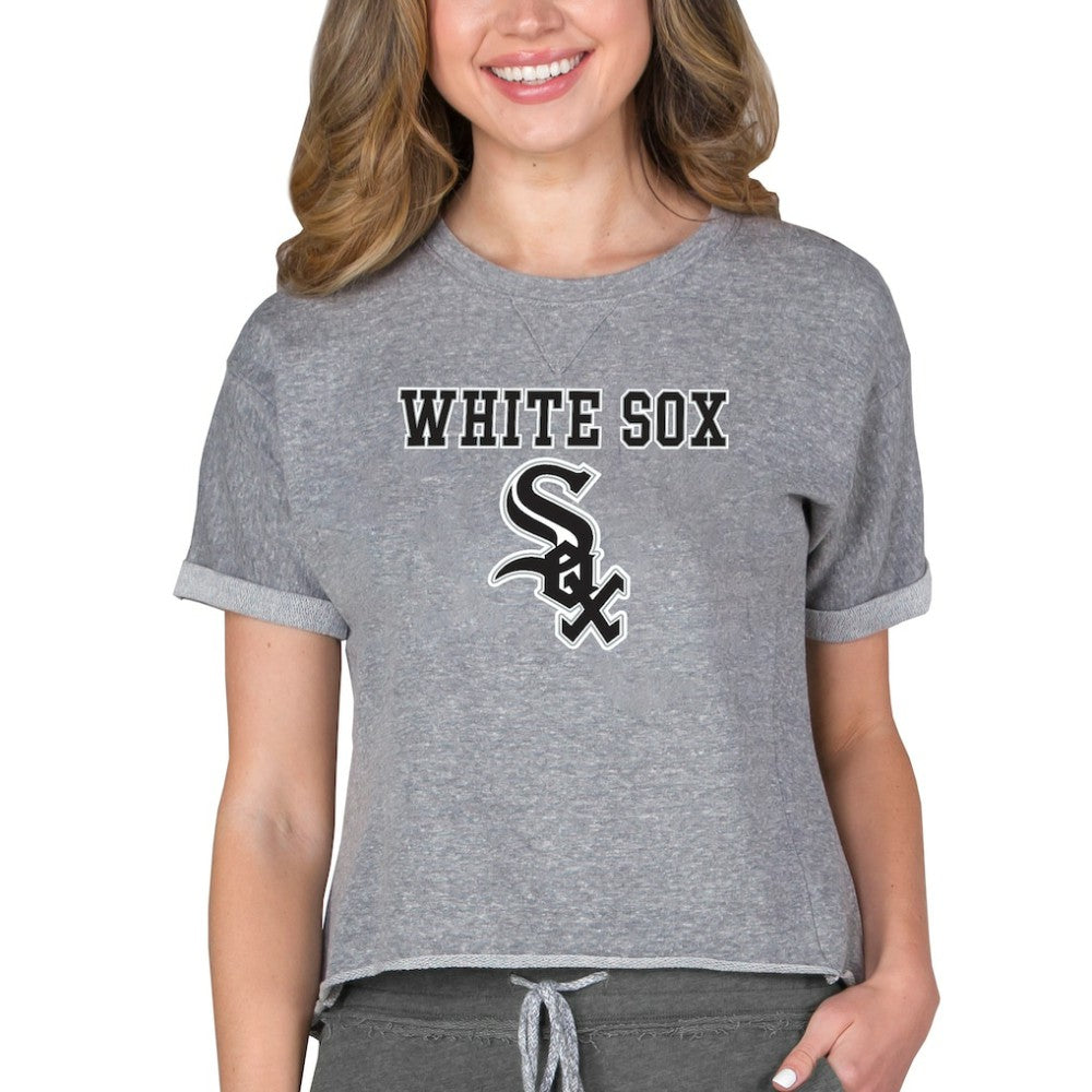 Chicago White Sox Concepts Sport Women's Tri-Blend Mainstream Terry Short Sleeve Sweatshirt Top - MLB Sweatshirts
