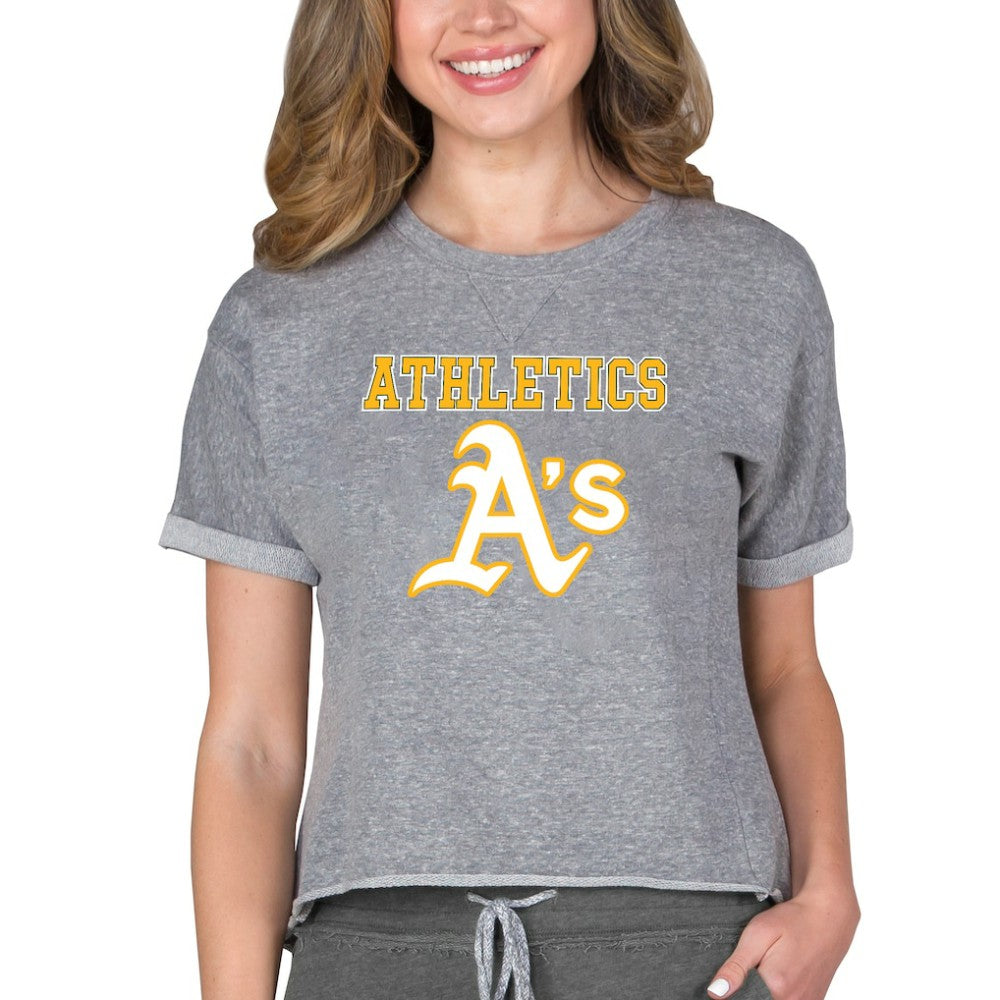 Athletics Concepts Sport Women's Tri-Blend Mainstream Terry Short Sleeve Sweatshirt Top - MLB Sweatshirts