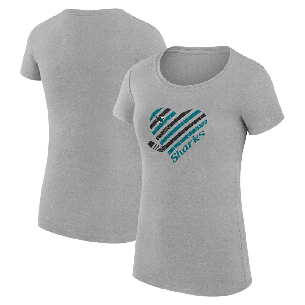 San Jose Sharks G-III 4Her by Carl Banks Women's Super-Slim Fit Lightweight Heart T-Shirt -  NHL T-shirts