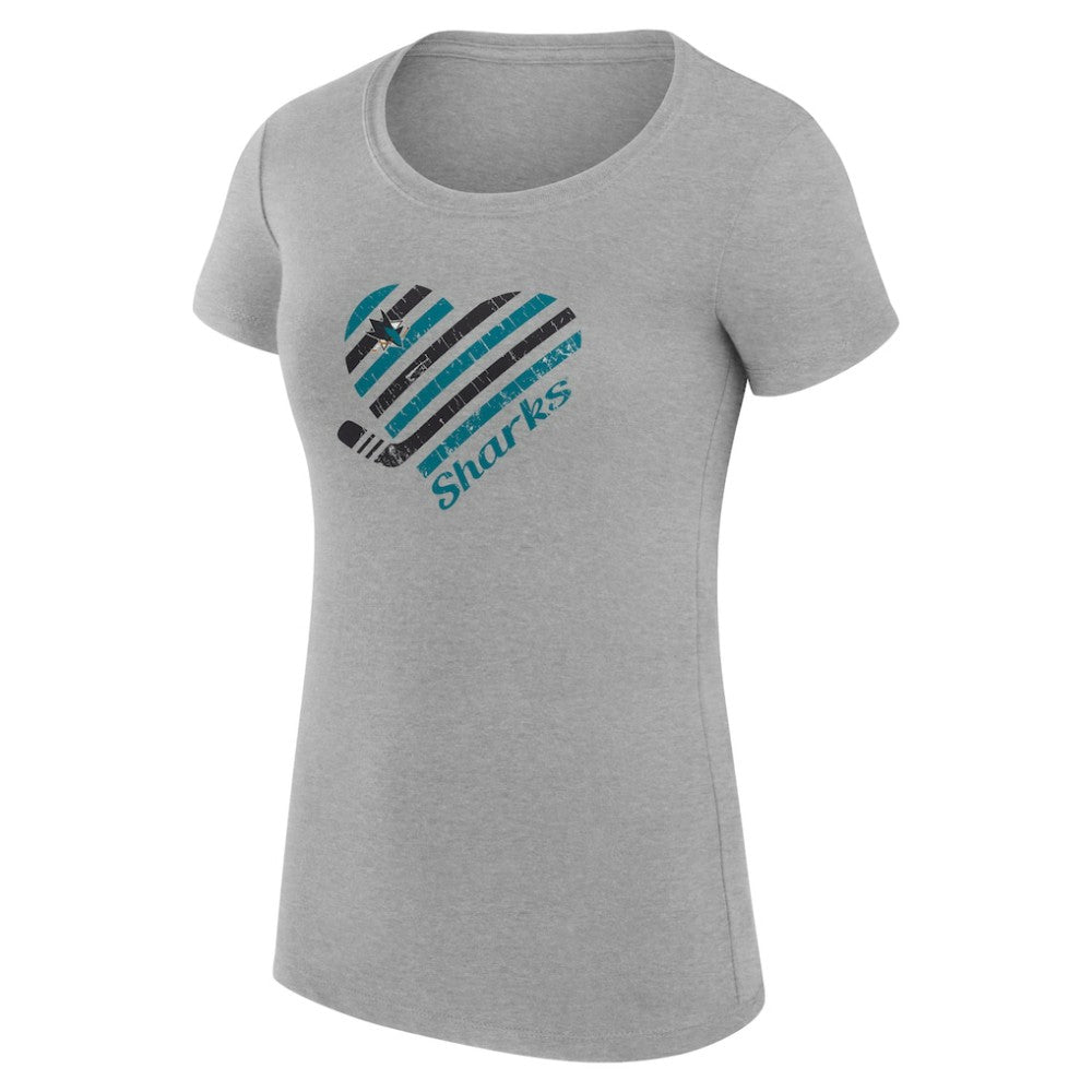 San Jose Sharks G-III 4Her by Carl Banks Women's Super-Slim Fit Lightweight Heart T-Shirt -  NHL T-shirts