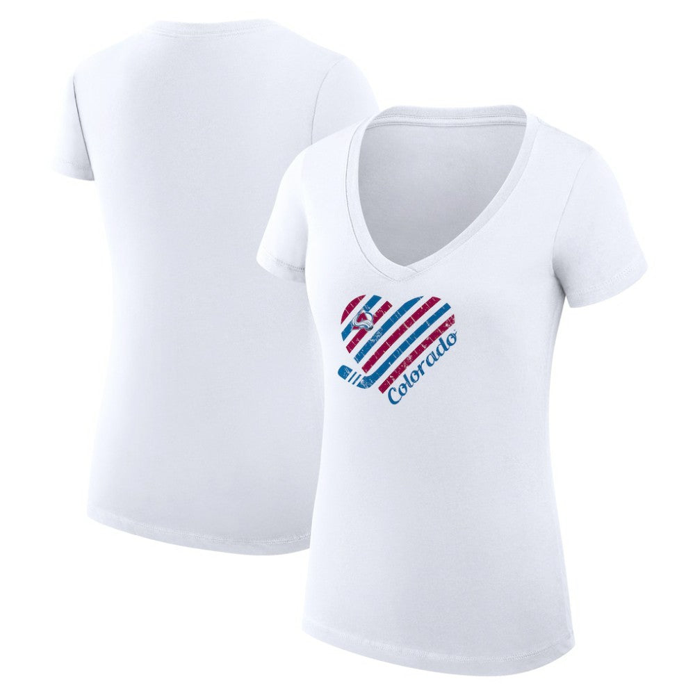 Colorado Avalanche G-III 4Her by Carl Banks Women's Super-Slim Fit Lightweight Heart V-Neck T-Shirt -  NHL T-shirts
