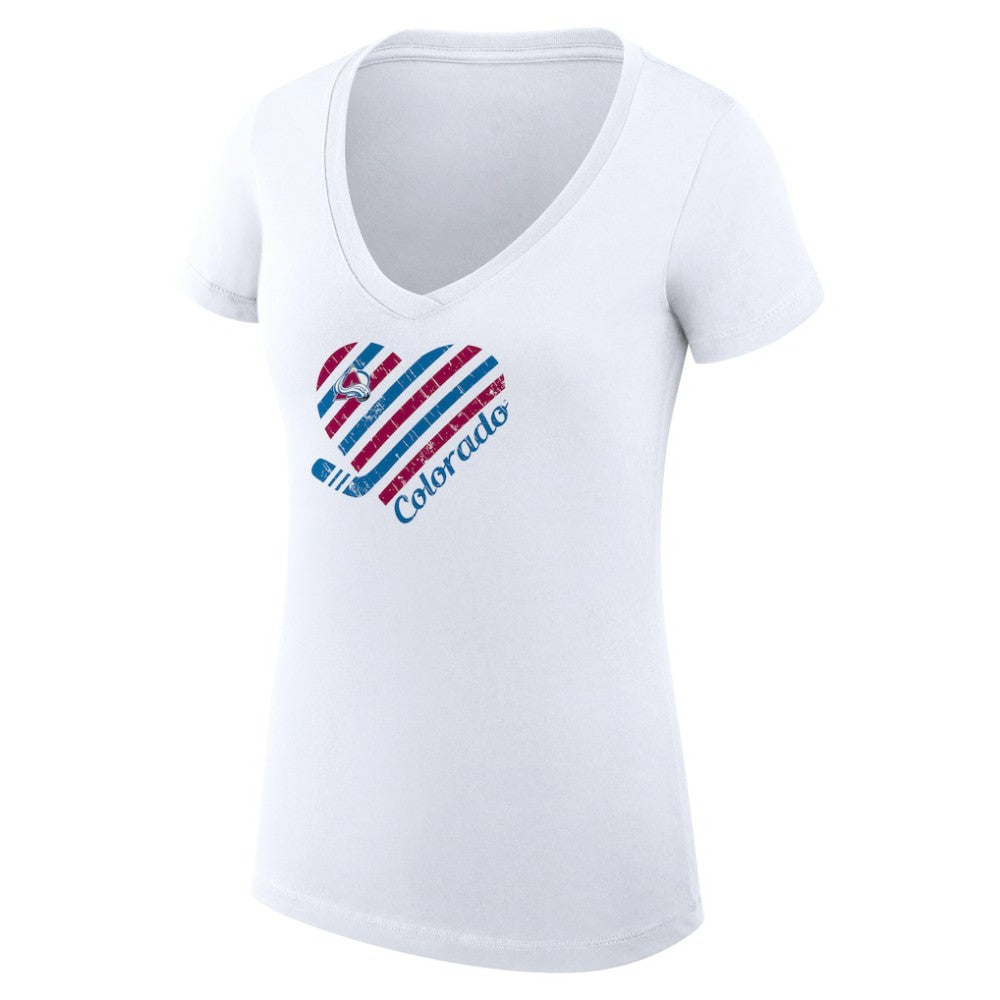 Colorado Avalanche G-III 4Her by Carl Banks Women's Super-Slim Fit Lightweight Heart V-Neck T-Shirt -  NHL T-shirts