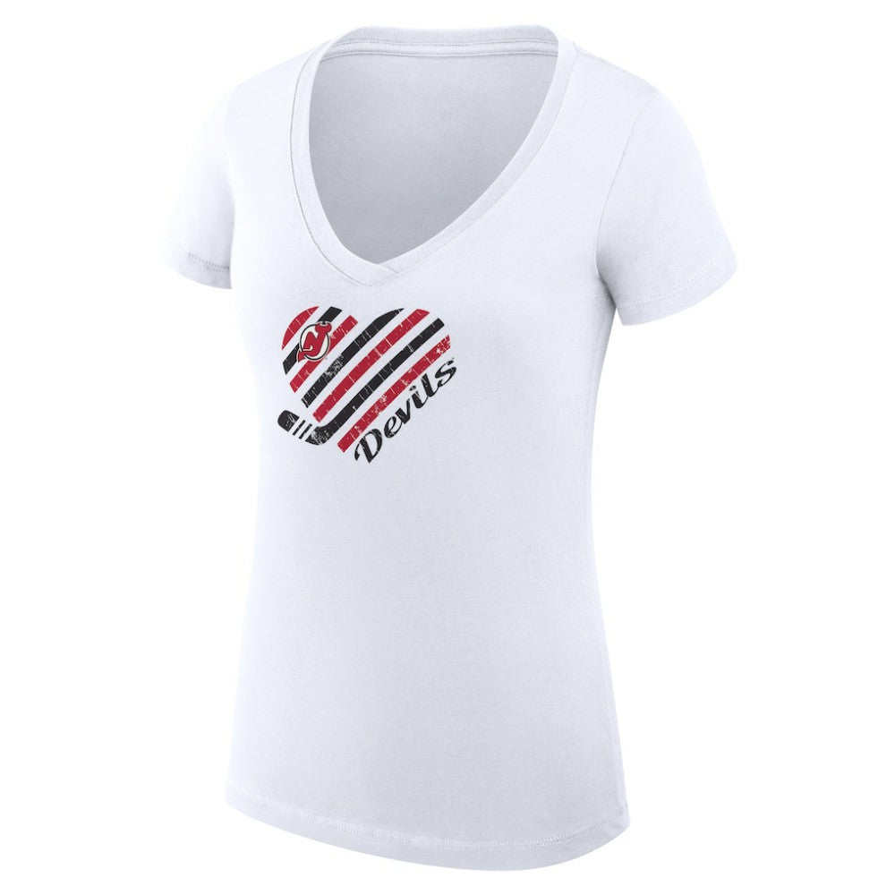 New Jersey Devils G-III 4Her by Carl Banks Women's Super-Slim Fit Lightweight Heart V-Neck T-Shirt -  NHL T-shirts