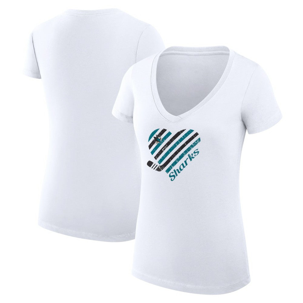 San Jose Sharks G-III 4Her by Carl Banks Women's Super-Slim Fit Lightweight Heart V-Neck T-Shirt -  NHL T-shirts