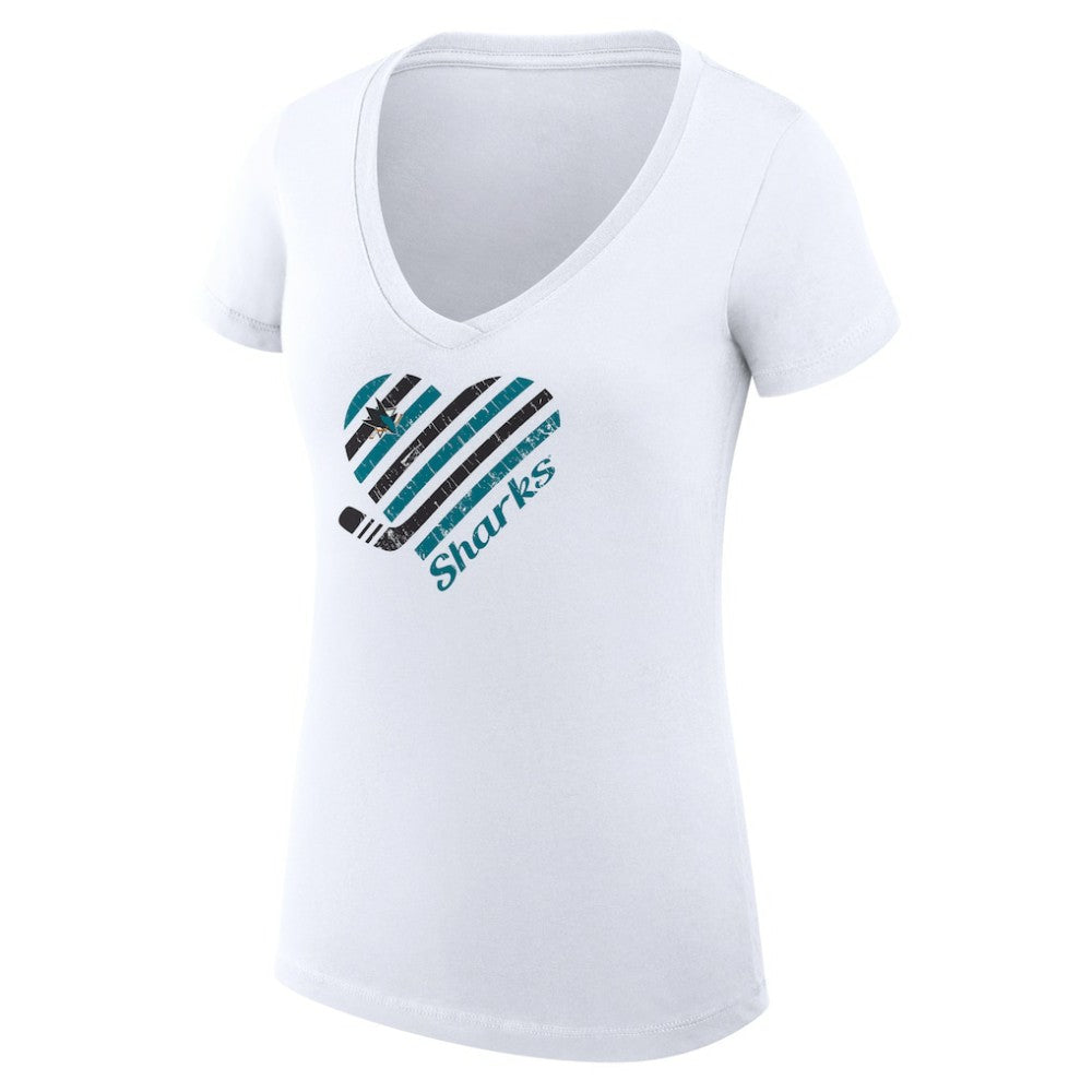 San Jose Sharks G-III 4Her by Carl Banks Women's Super-Slim Fit Lightweight Heart V-Neck T-Shirt -  NHL T-shirts