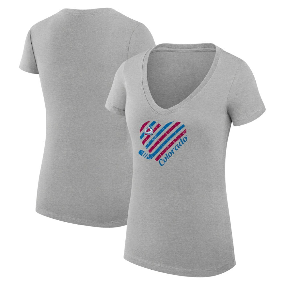 Colorado Avalanche G-III 4Her by Carl Banks Women's Super-Slim Fit Lightweight Heart V-Neck T-Shirt -  NHL T-shirts