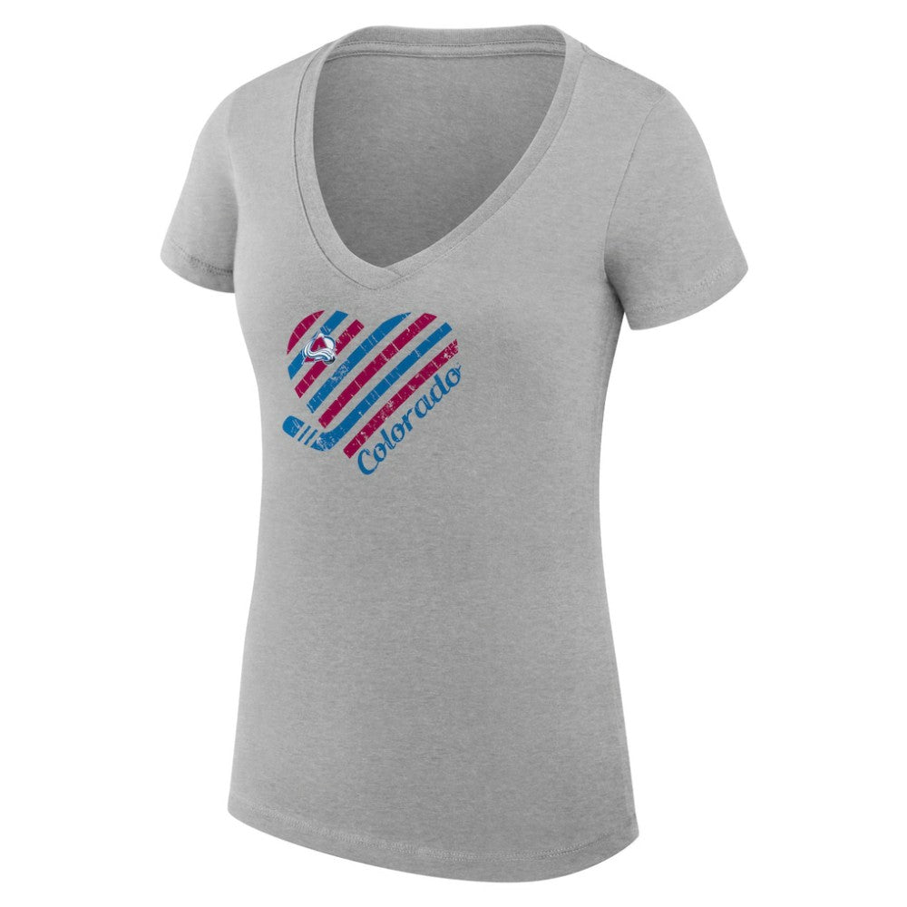 Colorado Avalanche G-III 4Her by Carl Banks Women's Super-Slim Fit Lightweight Heart V-Neck T-Shirt -  NHL T-shirts