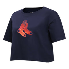 Boston Red Sox Pro Standard Women's Painted Sky Boxy Cropped T-Shirt - MLB T-shirts