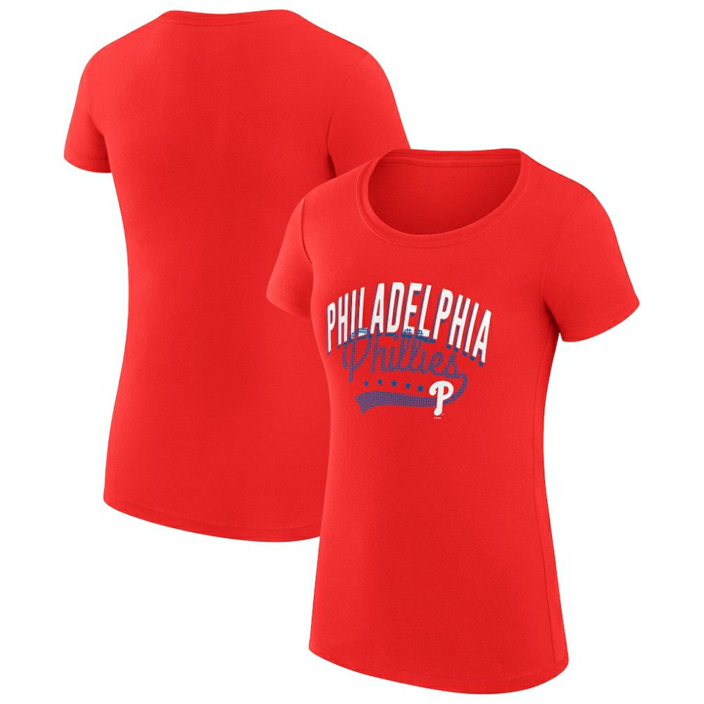 Philadelphia Phillies G-III 4Her by Carl Banks Women's Super-Slim Fit Lightweight Filigree Team T-Shirt - MLB T-shirts
