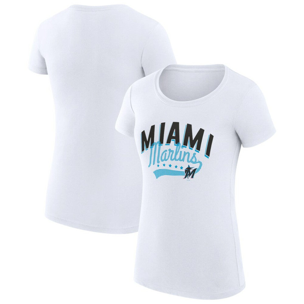 Miami Marlins G-III 4Her by Carl Banks Women's Super-Slim Fit Lightweight Filigree Team T-Shirt - MLB T-shirts