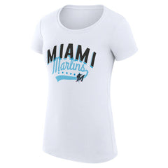 Miami Marlins G-III 4Her by Carl Banks Women's Super-Slim Fit Lightweight Filigree Team T-Shirt - MLB T-shirts