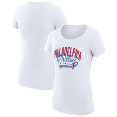Philadelphia Phillies G-III 4Her by Carl Banks Women's Super-Slim Fit Lightweight Filigree Team T-Shirt - MLB T-shirts