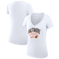 Baltimore Orioles G-III 4Her by Carl Banks Women's Super-Slim Fit Lightweight Filigree Team V-Neck T-Shirt - MLB T-shirts