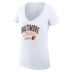Baltimore Orioles G-III 4Her by Carl Banks Women's Super-Slim Fit Lightweight Filigree Team V-Neck T-Shirt - MLB T-shirts