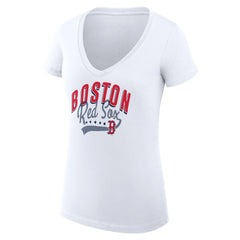 Boston Red Sox G-III 4Her by Carl Banks Women's Super-Slim Fit Lightweight Filigree Team V-Neck T-Shirt - MLB T-shirts