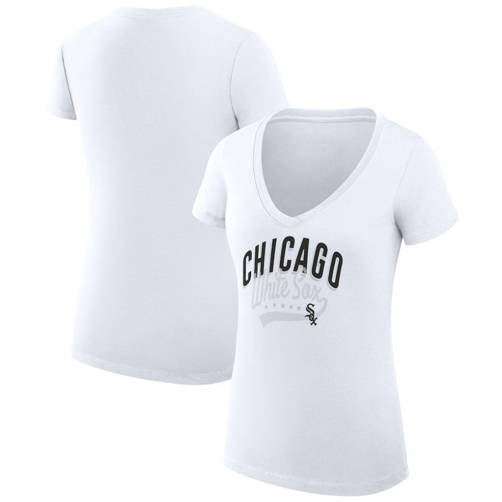 Chicago White Sox G-III 4Her by Carl Banks Women's Super-Slim Fit Lightweight Filigree Team V-Neck T-Shirt - MLB T-shirts