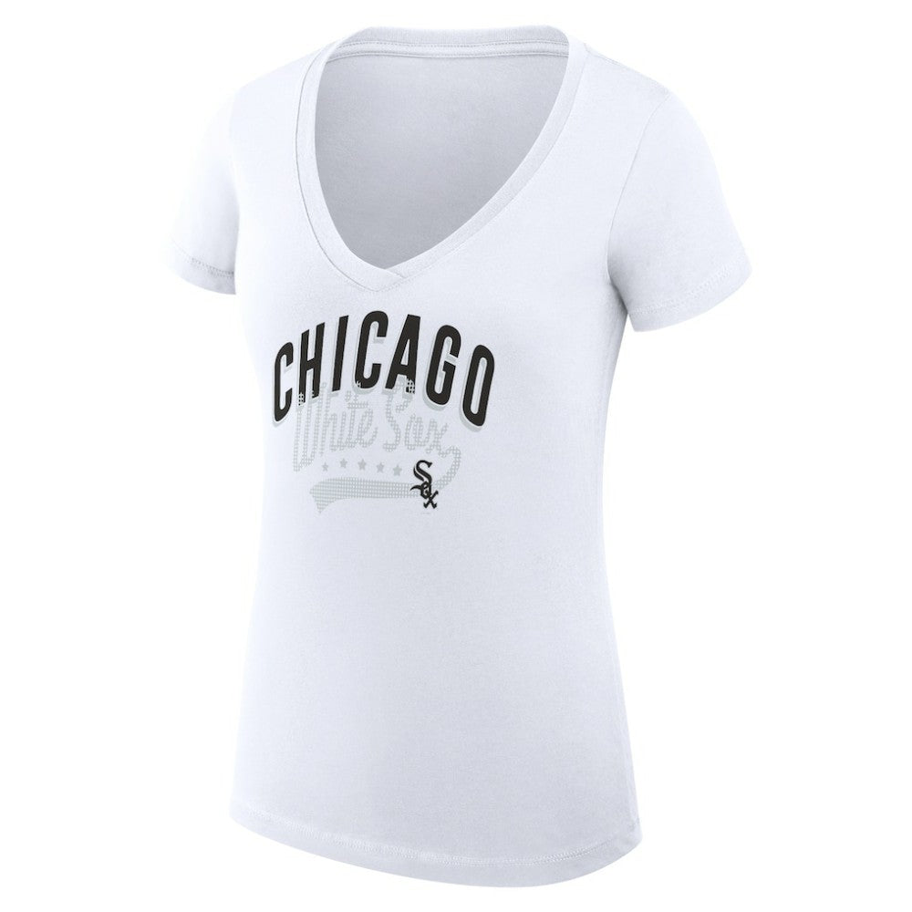 Chicago White Sox G-III 4Her by Carl Banks Women's Super-Slim Fit Lightweight Filigree Team V-Neck T-Shirt - MLB T-shirts