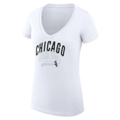 Chicago White Sox G-III 4Her by Carl Banks Women's Super-Slim Fit Lightweight Filigree Team V-Neck T-Shirt - MLB T-shirts