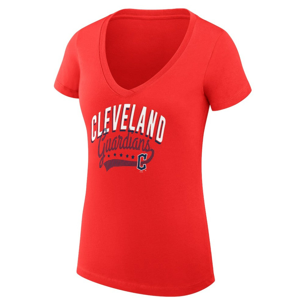 Cleveland Guardians G-III 4Her by Carl Banks Women's Super-Slim Fit Lightweight Filigree Team V-Neck T-Shirt - MLB T-shirts
