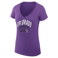 Colorado Rockies G-III 4Her by Carl Banks Women's Super-Slim Fit Lightweight Filigree Team V-Neck T-Shirt - MLB T-shirts